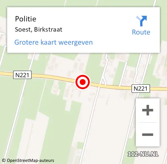 Locatie op kaart van de 112 melding: Politie Soest, Birkstraat op 27 oktober 2014 22:44