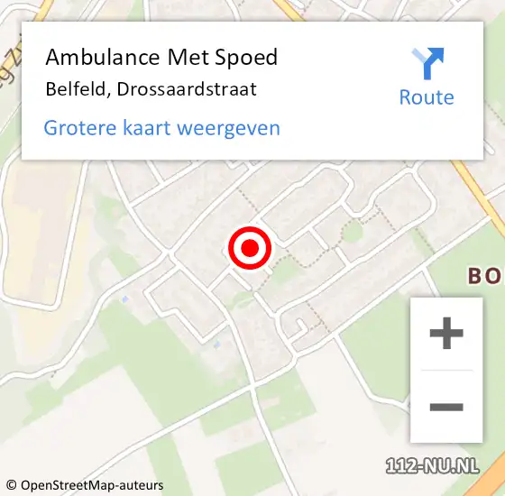 Locatie op kaart van de 112 melding: Ambulance Met Spoed Naar Belfeld, Drossaardstraat op 23 november 2024 19:31