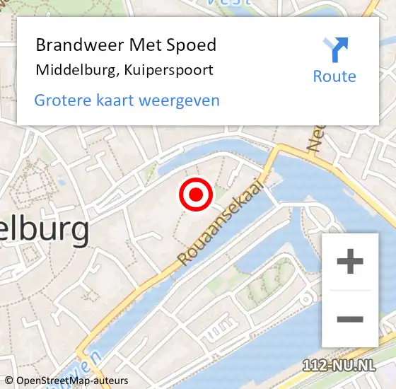 Locatie op kaart van de 112 melding: Brandweer Met Spoed Naar Middelburg, Kuiperspoort op 23 november 2024 19:51