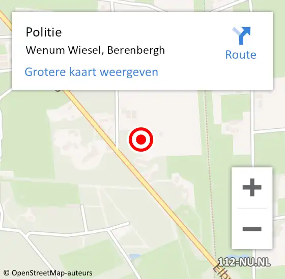 Locatie op kaart van de 112 melding: Politie Wenum Wiesel, Berenbergh op 23 november 2024 20:10