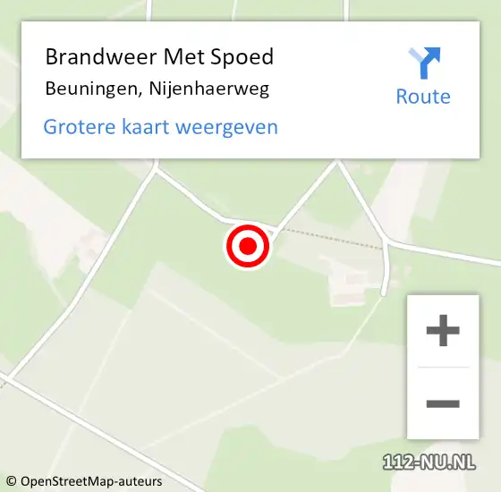 Locatie op kaart van de 112 melding: Brandweer Met Spoed Naar Beuningen, Nijenhaerweg op 23 november 2024 20:14