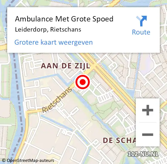 Locatie op kaart van de 112 melding: Ambulance Met Grote Spoed Naar Leiderdorp, Rietschans op 23 november 2024 20:27