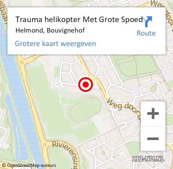 Locatie op kaart van de 112 melding: Trauma helikopter Met Grote Spoed Naar Helmond, Bouvignehof op 23 november 2024 20:38