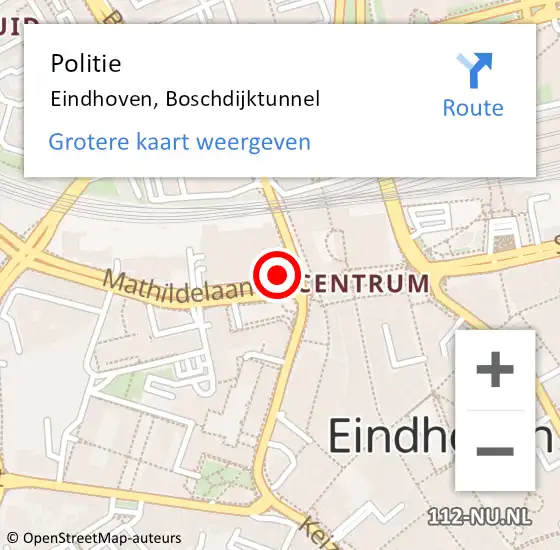 Locatie op kaart van de 112 melding: Politie Eindhoven, Boschdijktunnel op 23 november 2024 20:50