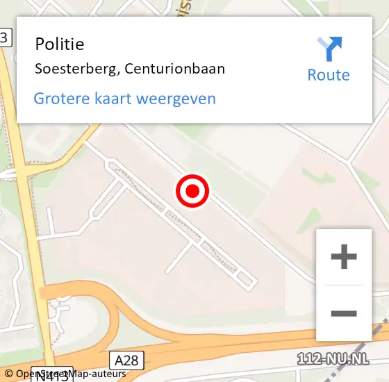 Locatie op kaart van de 112 melding: Politie Soesterberg, Centurionbaan op 23 november 2024 21:06