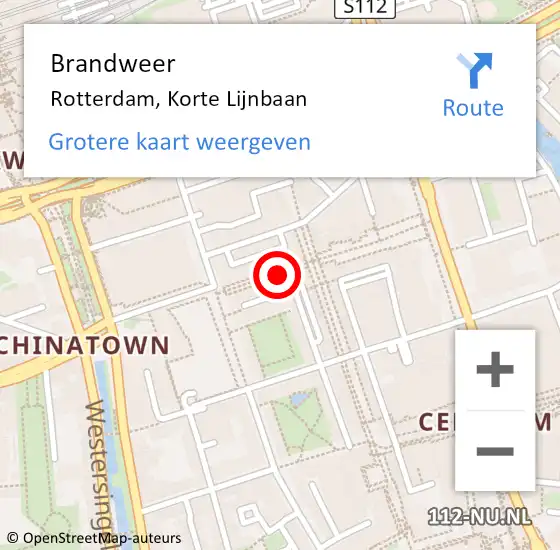 Locatie op kaart van de 112 melding: Brandweer Rotterdam, Korte Lijnbaan op 23 november 2024 21:08