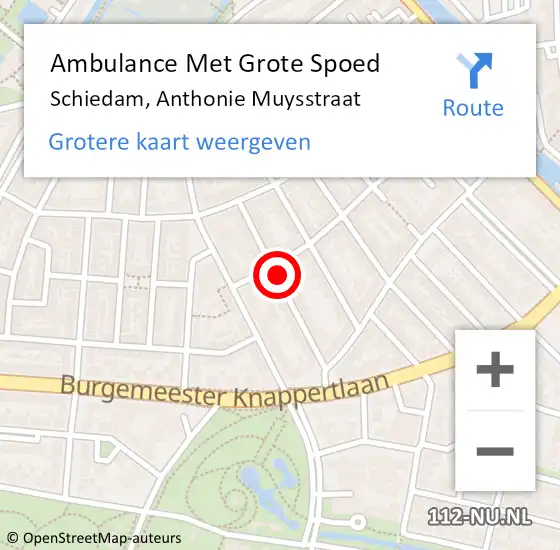 Locatie op kaart van de 112 melding: Ambulance Met Grote Spoed Naar Schiedam, Anthonie Muysstraat op 23 november 2024 21:18