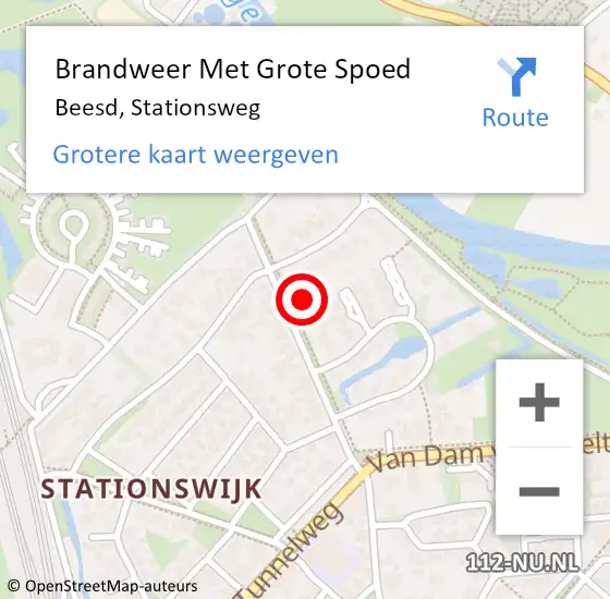 Locatie op kaart van de 112 melding: Brandweer Met Grote Spoed Naar Beesd, Stationsweg op 23 november 2024 21:43