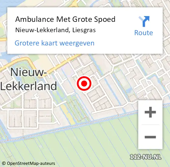 Locatie op kaart van de 112 melding: Ambulance Met Grote Spoed Naar Nieuw-Lekkerland, Liesgras op 23 november 2024 21:47