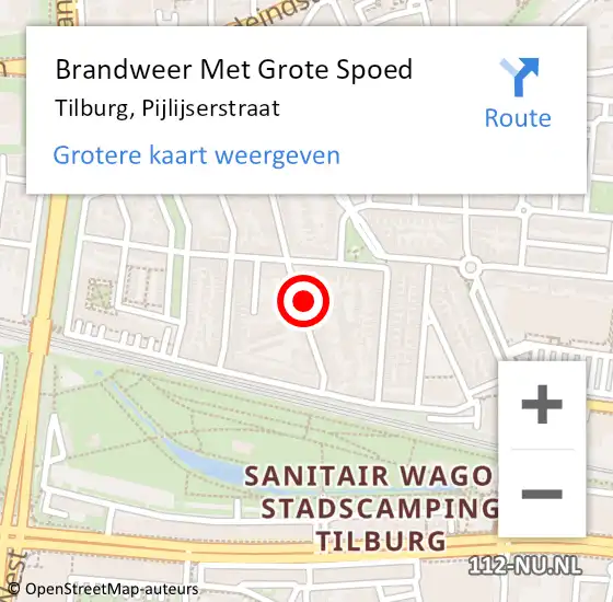 Locatie op kaart van de 112 melding: Brandweer Met Grote Spoed Naar Tilburg, Pijlijserstraat op 23 november 2024 21:56