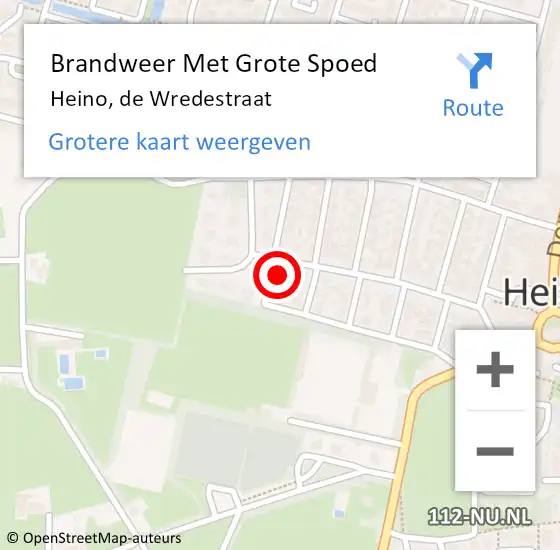 Locatie op kaart van de 112 melding: Brandweer Met Grote Spoed Naar Heino, de Wredestraat op 23 november 2024 22:02