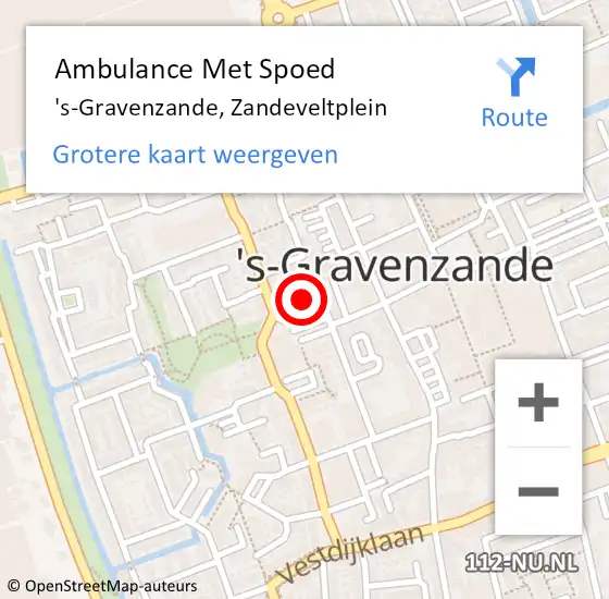 Locatie op kaart van de 112 melding: Ambulance Met Spoed Naar 's-Gravenzande, Zandeveltplein op 23 november 2024 22:09