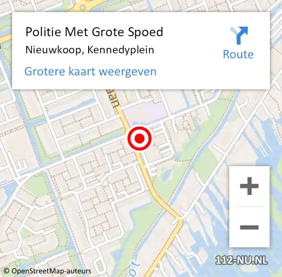 Locatie op kaart van de 112 melding: Politie Met Grote Spoed Naar Nieuwkoop, Kennedyplein op 23 november 2024 22:12