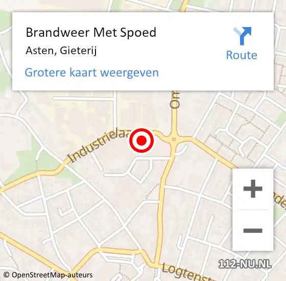 Locatie op kaart van de 112 melding: Brandweer Met Spoed Naar Asten, Gieterij op 23 november 2024 22:51