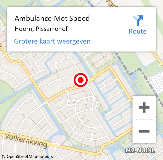 Locatie op kaart van de 112 melding: Ambulance Met Spoed Naar Hoorn, Pissarrohof op 23 november 2024 23:39