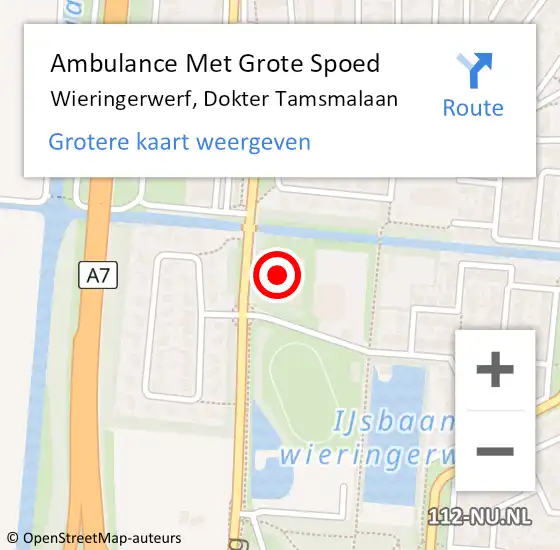 Locatie op kaart van de 112 melding: Ambulance Met Grote Spoed Naar Wieringerwerf, Dokter Tamsmalaan op 24 november 2024 00:01