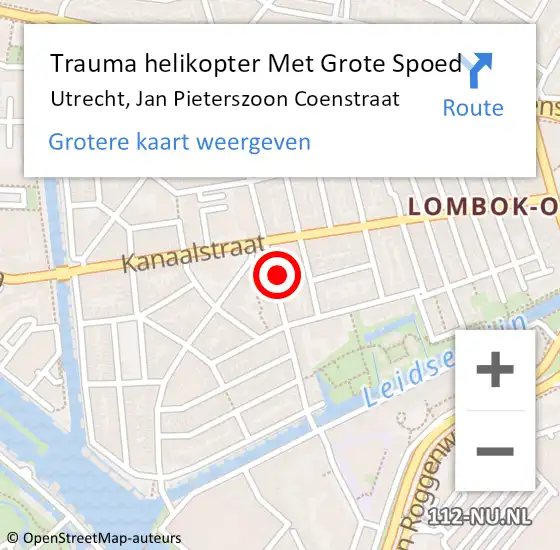 Locatie op kaart van de 112 melding: Trauma helikopter Met Grote Spoed Naar Utrecht, Jan Pieterszoon Coenstraat op 24 november 2024 00:02