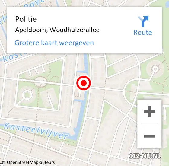 Locatie op kaart van de 112 melding: Politie Apeldoorn, Woudhuizerallee op 24 november 2024 00:07