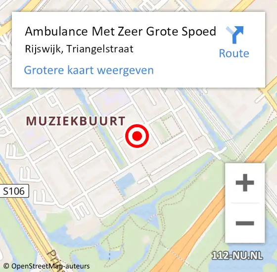 Locatie op kaart van de 112 melding: Ambulance Met Zeer Grote Spoed Naar Rijswijk, Triangelstraat op 24 november 2024 00:42