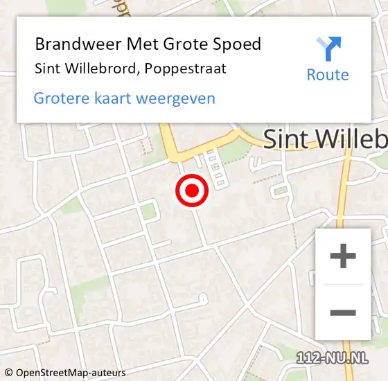 Locatie op kaart van de 112 melding: Brandweer Met Grote Spoed Naar Sint Willebrord, Poppestraat op 24 november 2024 01:03