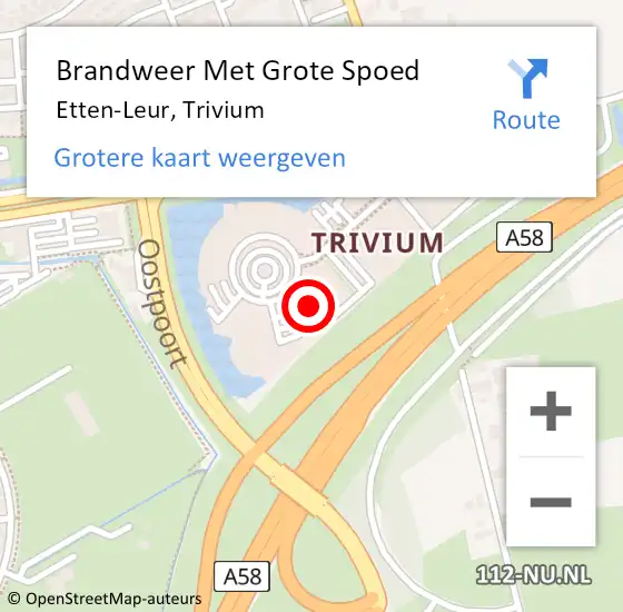 Locatie op kaart van de 112 melding: Brandweer Met Grote Spoed Naar Etten-Leur, Trivium op 24 november 2024 01:39