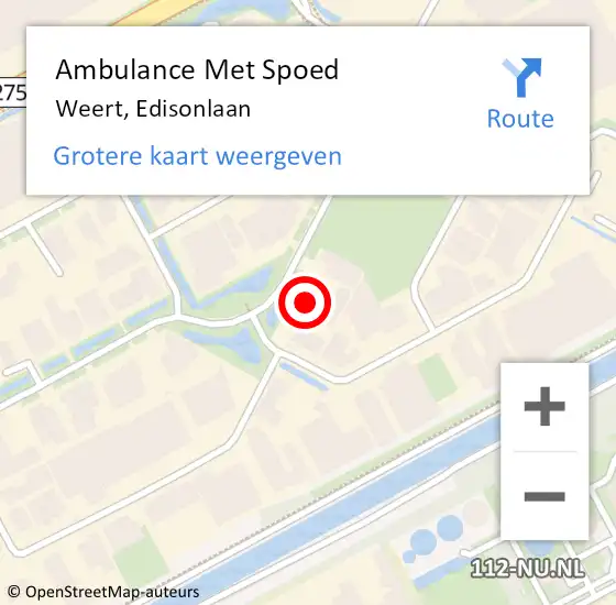 Locatie op kaart van de 112 melding: Ambulance Met Spoed Naar Weert, Edisonlaan op 24 november 2024 01:42