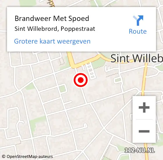 Locatie op kaart van de 112 melding: Brandweer Met Spoed Naar Sint Willebrord, Poppestraat op 24 november 2024 01:47