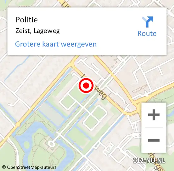 Locatie op kaart van de 112 melding: Politie Zeist, Lageweg op 24 november 2024 01:59