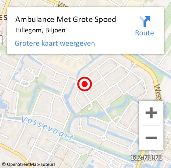 Locatie op kaart van de 112 melding: Ambulance Met Grote Spoed Naar Hillegom, Biljoen op 24 november 2024 02:12