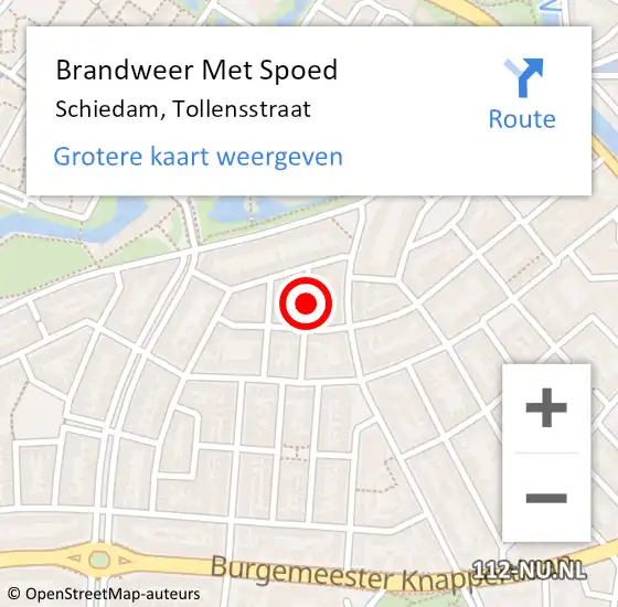 Locatie op kaart van de 112 melding: Brandweer Met Spoed Naar Schiedam, Tollensstraat op 24 november 2024 02:25