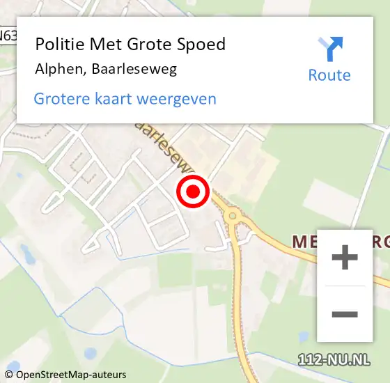 Locatie op kaart van de 112 melding: Politie Met Grote Spoed Naar Alphen, Baarleseweg op 24 november 2024 02:46