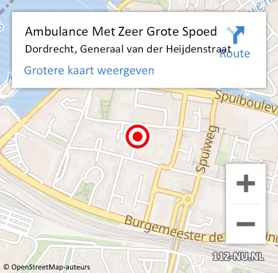 Locatie op kaart van de 112 melding: Ambulance Met Zeer Grote Spoed Naar Dordrecht, Generaal van der Heijdenstraat op 24 november 2024 02:55