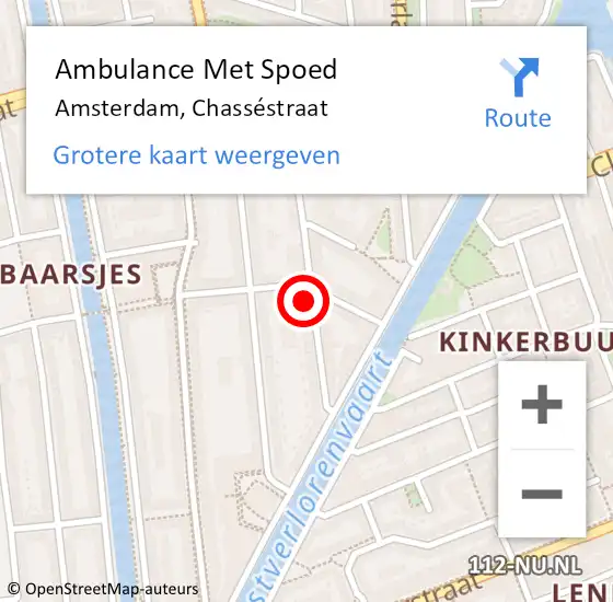 Locatie op kaart van de 112 melding: Ambulance Met Spoed Naar Amsterdam, Chasséstraat op 24 november 2024 03:07