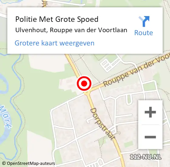 Locatie op kaart van de 112 melding: Politie Met Grote Spoed Naar Ulvenhout, Rouppe van der Voortlaan op 24 november 2024 03:16