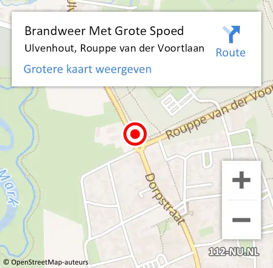 Locatie op kaart van de 112 melding: Brandweer Met Grote Spoed Naar Ulvenhout, Rouppe van der Voortlaan op 24 november 2024 03:17