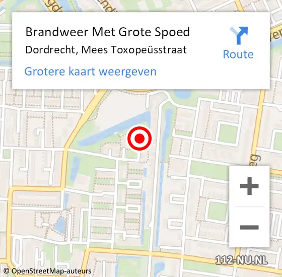 Locatie op kaart van de 112 melding: Brandweer Met Grote Spoed Naar Dordrecht, Mees Toxopeüsstraat op 24 november 2024 03:39