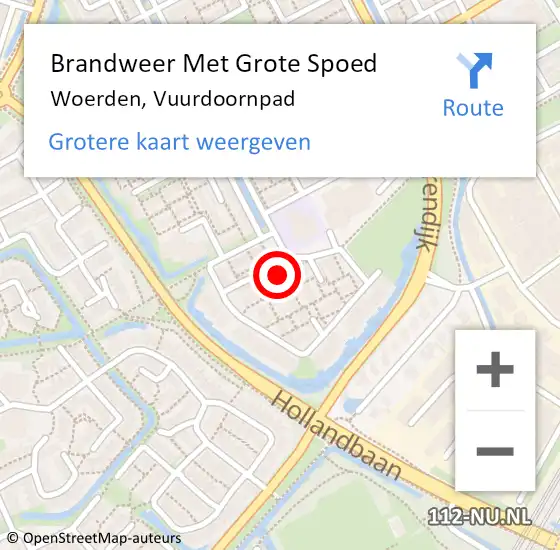 Locatie op kaart van de 112 melding: Brandweer Met Grote Spoed Naar Woerden, Vuurdoornpad op 24 november 2024 03:46