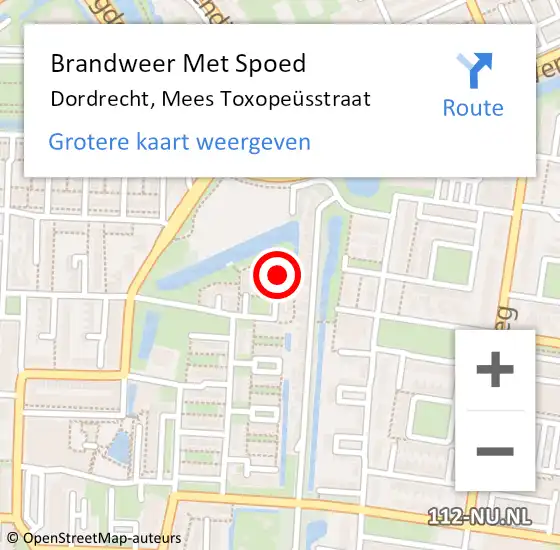 Locatie op kaart van de 112 melding: Brandweer Met Spoed Naar Dordrecht, Mees Toxopeüsstraat op 24 november 2024 03:53