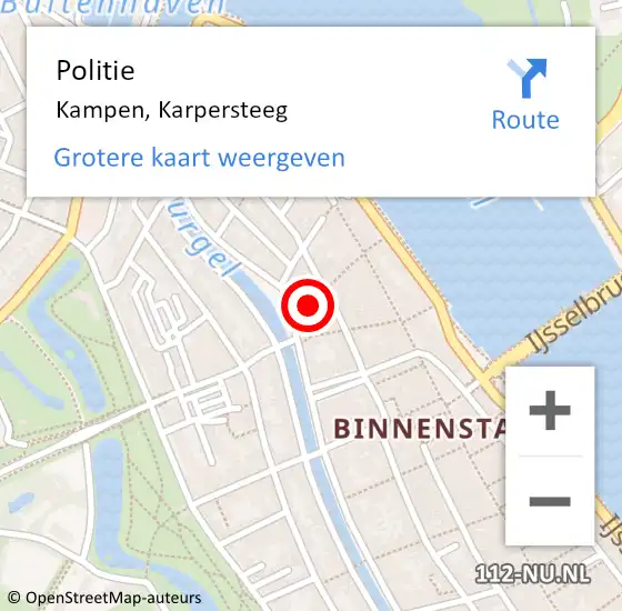 Locatie op kaart van de 112 melding: Politie Kampen, Karpersteeg op 24 november 2024 04:00