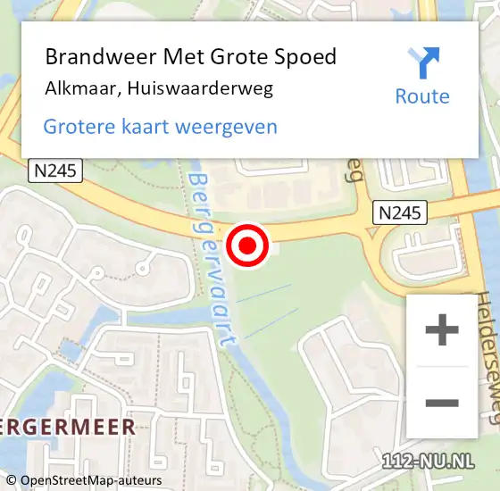 Locatie op kaart van de 112 melding: Brandweer Met Grote Spoed Naar Alkmaar, Huiswaarderweg op 24 november 2024 04:03