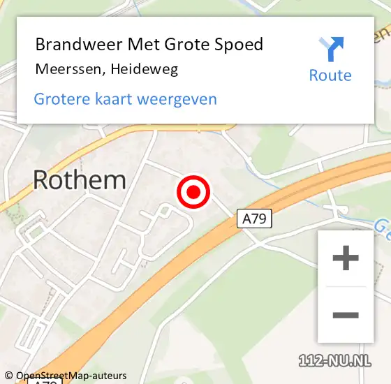 Locatie op kaart van de 112 melding: Brandweer Met Grote Spoed Naar Meerssen, Heideweg op 24 november 2024 04:16