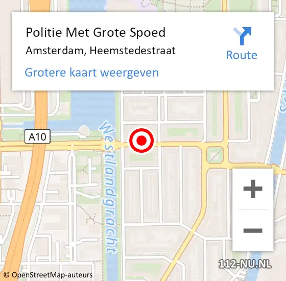 Locatie op kaart van de 112 melding: Politie Met Grote Spoed Naar Amsterdam, Heemstedestraat op 24 november 2024 04:23