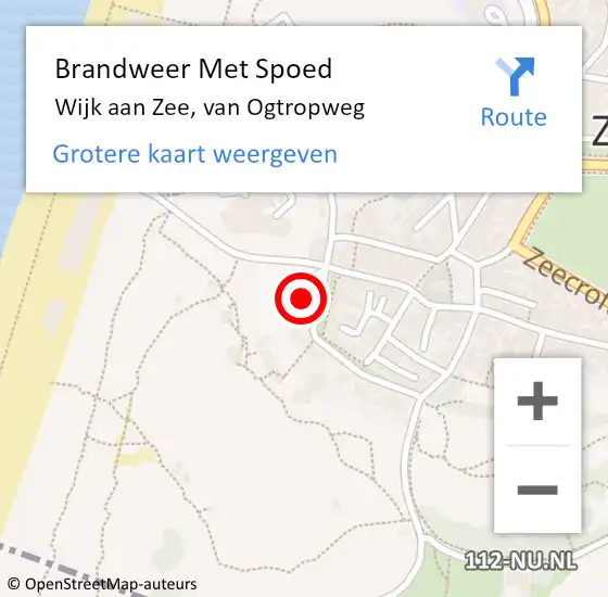 Locatie op kaart van de 112 melding: Brandweer Met Spoed Naar Wijk aan Zee, van Ogtropweg op 24 november 2024 04:43