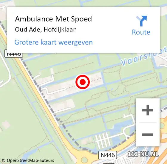 Locatie op kaart van de 112 melding: Ambulance Met Spoed Naar Oud Ade, Hofdijklaan op 24 november 2024 05:39