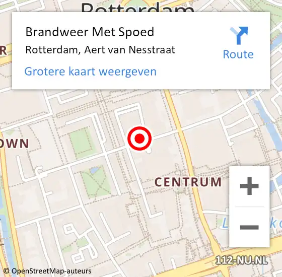 Locatie op kaart van de 112 melding: Brandweer Met Spoed Naar Rotterdam, Aert van Nesstraat op 24 november 2024 06:06