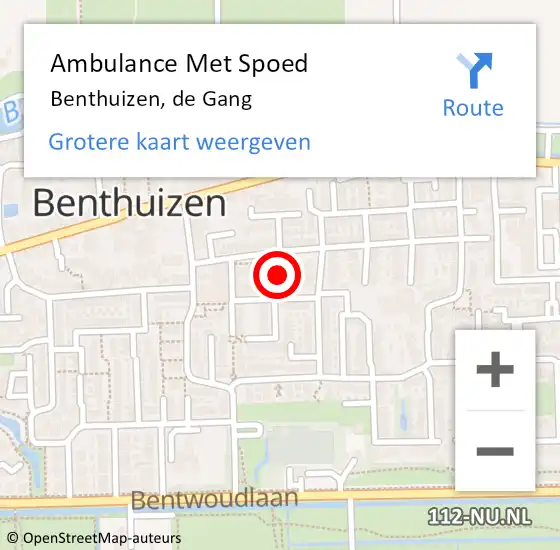 Locatie op kaart van de 112 melding: Ambulance Met Spoed Naar Benthuizen, de Gang op 24 november 2024 06:17