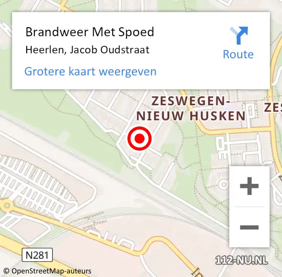 Locatie op kaart van de 112 melding: Brandweer Met Spoed Naar Heerlen, Jacob Oudstraat op 24 november 2024 07:12