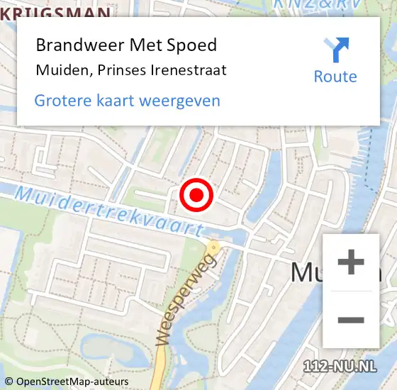 Locatie op kaart van de 112 melding: Brandweer Met Spoed Naar Muiden, Prinses Irenestraat op 24 november 2024 07:34