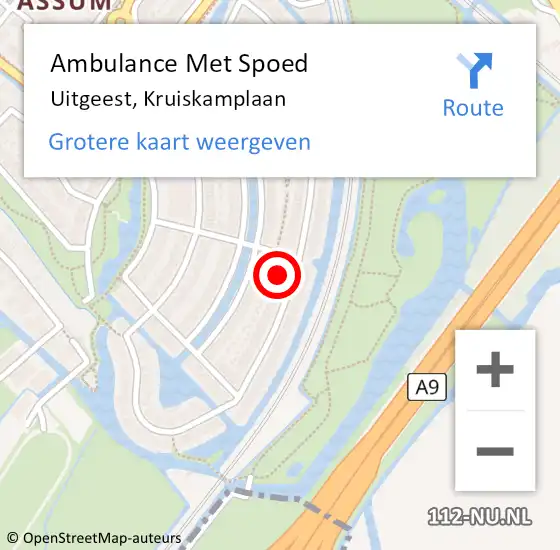 Locatie op kaart van de 112 melding: Ambulance Met Spoed Naar Uitgeest, Kruiskamplaan op 24 november 2024 07:54