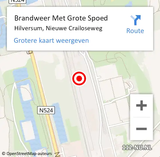 Locatie op kaart van de 112 melding: Brandweer Met Grote Spoed Naar Hilversum, Nieuwe Crailoseweg op 24 november 2024 08:25